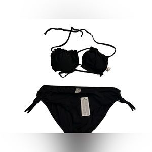 FREYA Eco Friendly black bikini set size XL side tie bottoms NWT